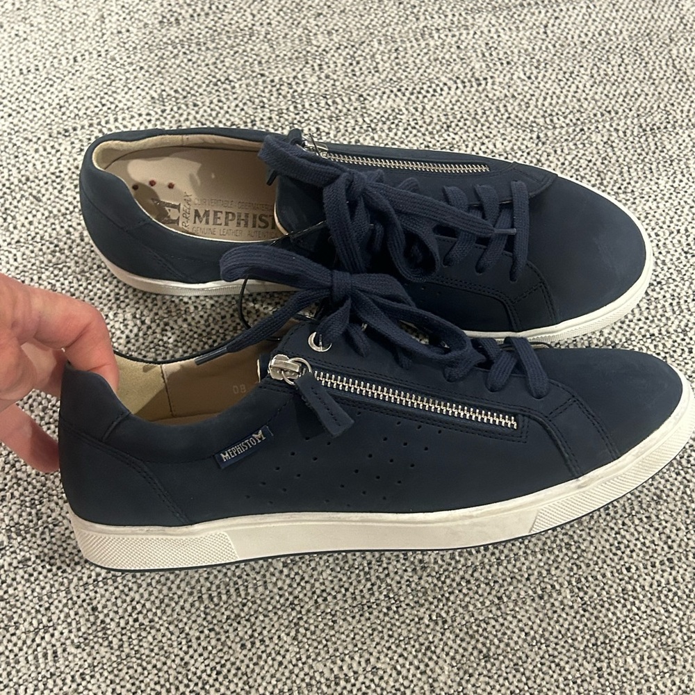 Mephisto Women's Nikita Jeans Blue Sneakers Size 10 US Lace Up Zip Sporty NEW - Picture 4 of 13